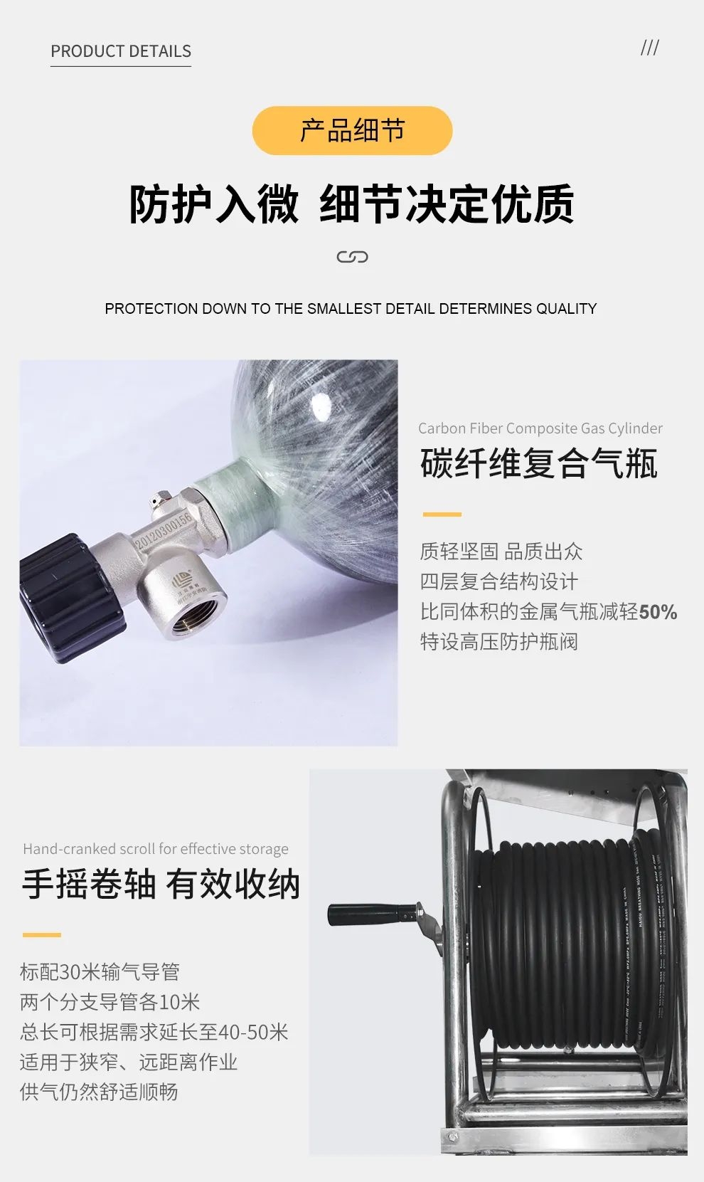 品質升級 | HG-CHZK2、A 6.8L兩瓶高壓送風式長管呼吸器，為安全、舒適而生