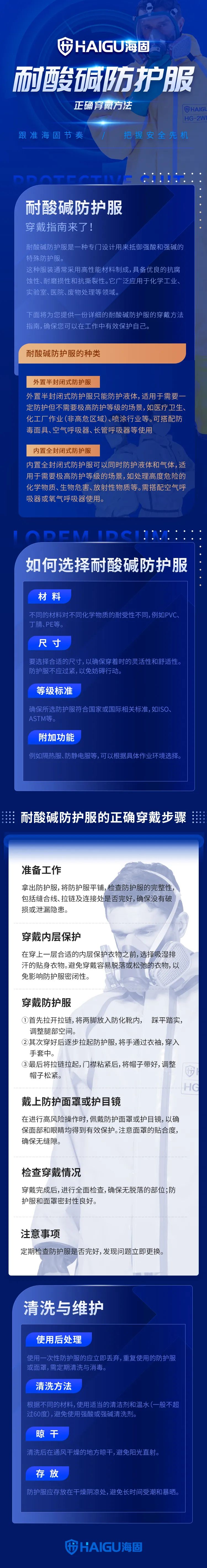 滄州海固 l 耐酸堿防護服的正確穿戴方法